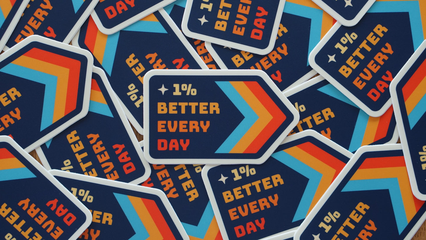 1% Better Every Day 80s style Motivational Sticker