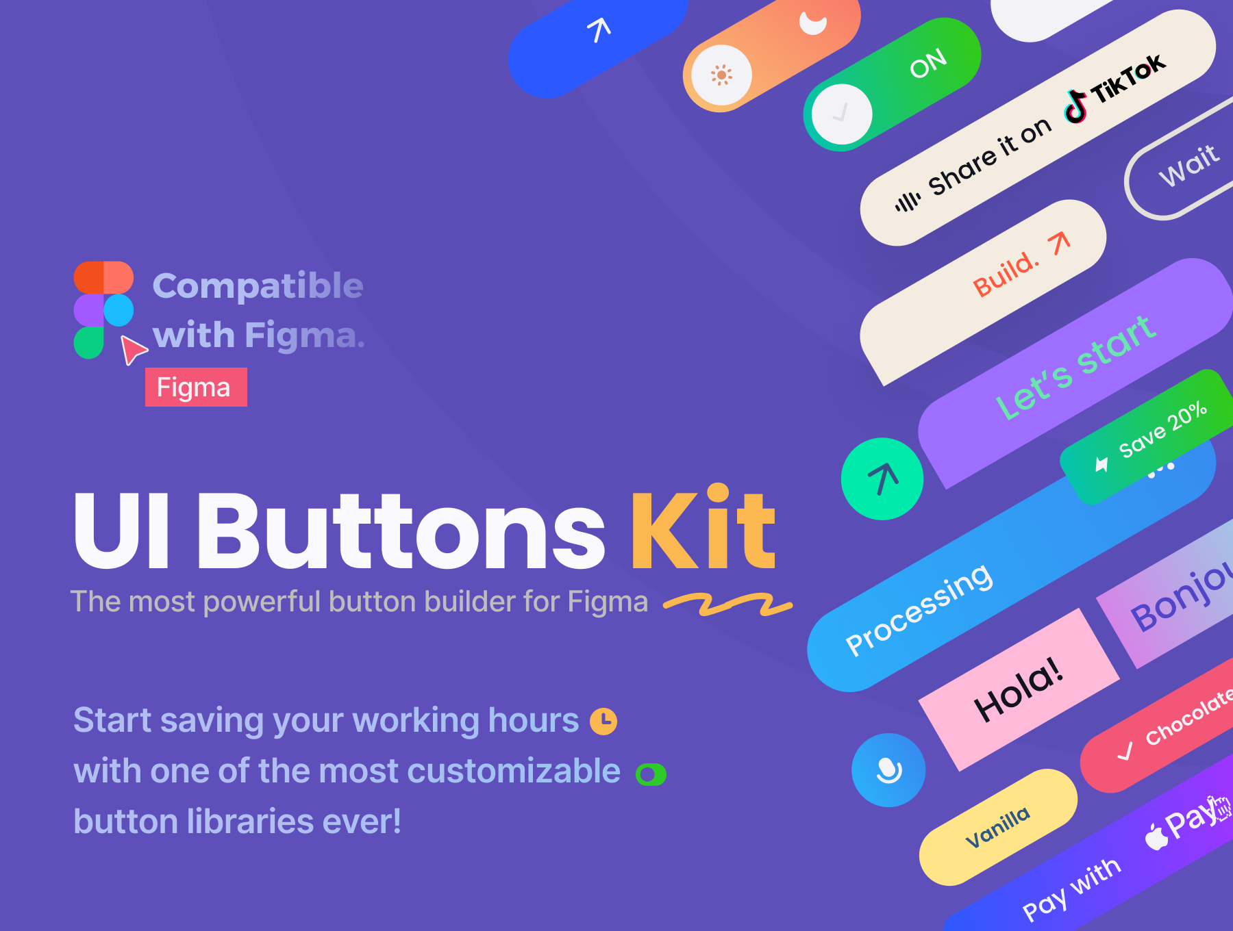 UI Buttons Kit For Figma | Fully customizable Button Template – 80.design