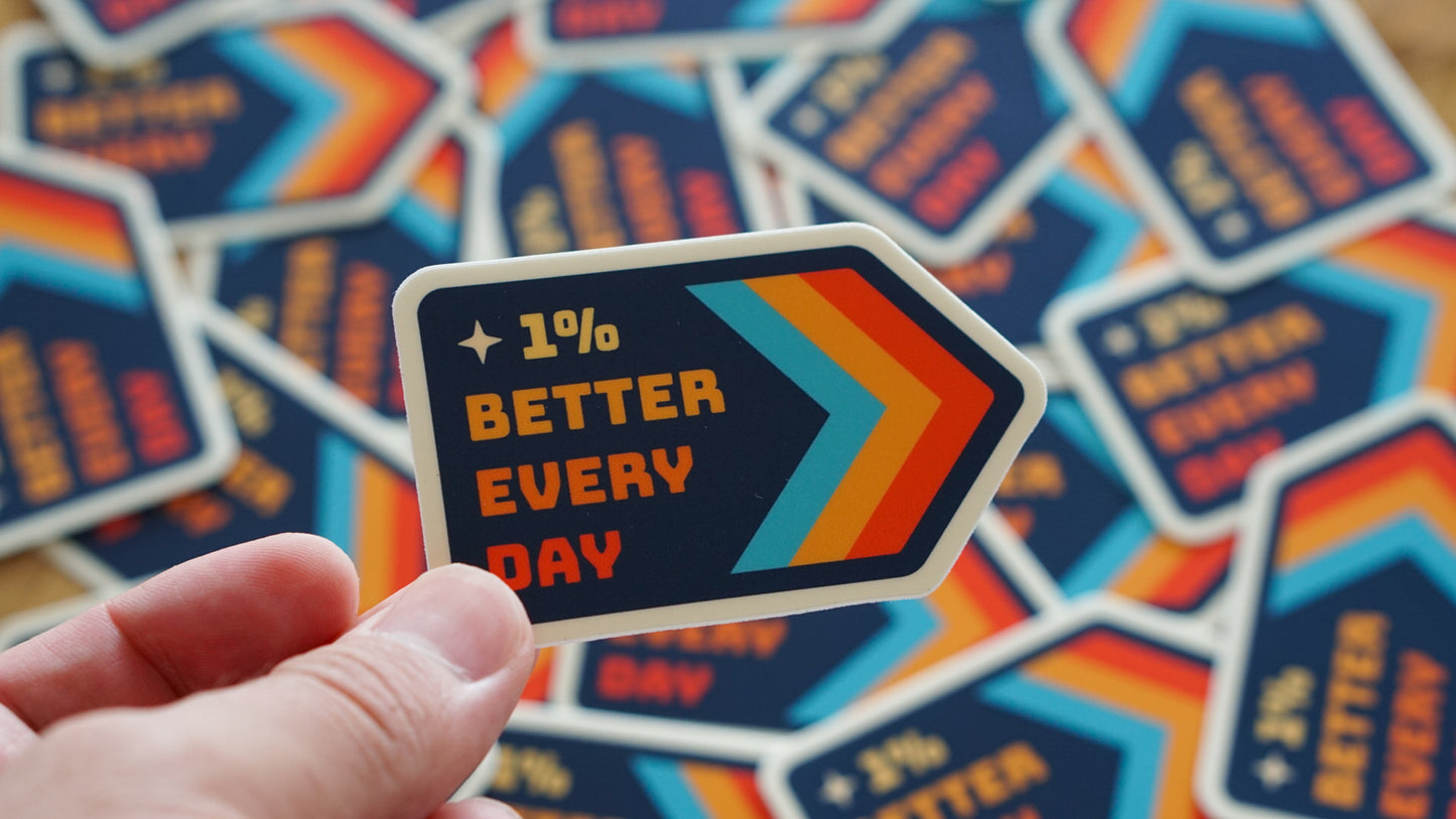 1% Better Every Day 80s style Motivational Sticker